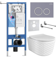Унитаз подвесной Roxen Vine Tornado в комплекте с инсталляцией StounFix Dual Fresh 6 в 1 979012 кнопка: серый гранит