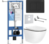 Унитаз подвесной Roxen Antares Black в комплекте с инсталляцией StounFix Dual Fresh 6 в 1 868511 кнопка: черный матовая