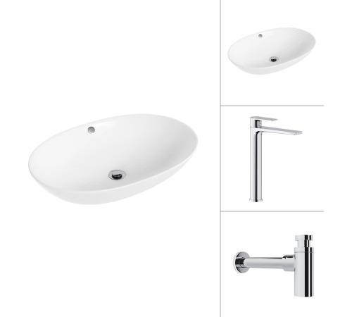 Умывальник Lauter 21709 + Reef 21CK8678C с сифоном 21635CH хром