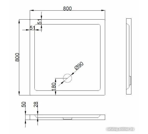 Душевой поддон Koba-SPA 80x80