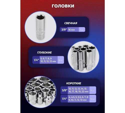 Набор трещотка с головками и битами Yataforce YF-4941-5DS 94 предмета