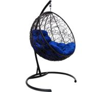 Подвесное кресло M-Group Круг 11050410 черный ротанг/синяя подушка