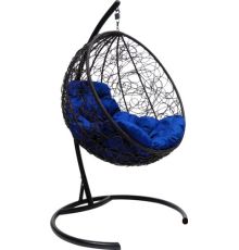 Подвесное кресло M-Group Круг 11050410 черный ротанг/синяя подушка