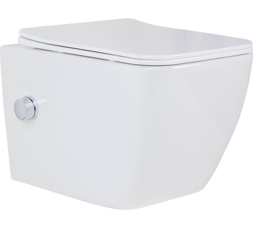Унитаз подвесной Roxen Cube Tornado Bidet в комплекте с инсталляцией StounFix Dual Fresh 6 в 1 868571 кнопка: сатин матовая