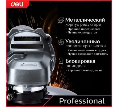 Угловая шлифмашина Deli DE-JM125-1E