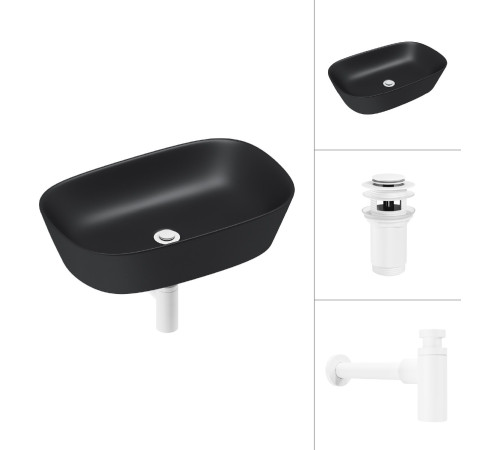 Умывальник Lauter 21393-60-A + клапан 21190W + сифон 21635W белый матовый