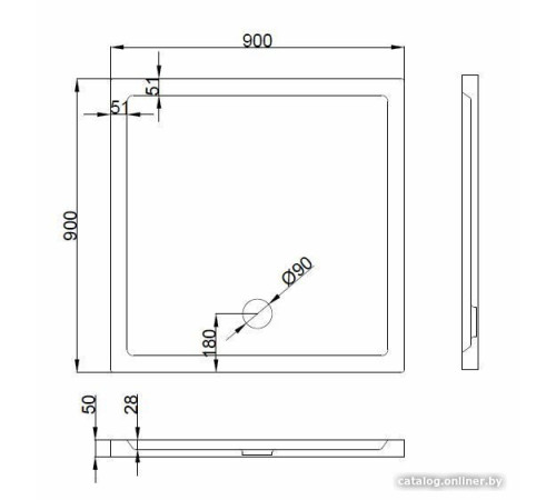 Душевой поддон Koba-SPA 90x90