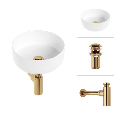 Умывальник Lauter 21499-31 + клапан 21190G + сифон 21635G золото
