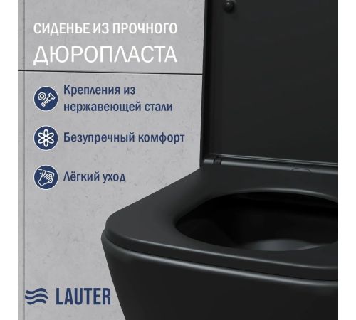 Унитаз подвесной Lauter Nuremberg 21811B + 21901002 черный, с кнопкой 219702E белый