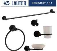 Набор аксессуаров для ванной Lauter 21TS20116 + 21TS20114 + 21T2010 + 21TS2018 + 21TS2014 Matt Black, 5 предметов