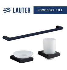 Набор аксессуаров для ванной Lauter 21SH57062 + 21SH57052 + 21SH70102 Matt Black, 3 предмета