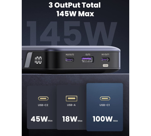 Внешний аккумулятор Ugreen PB205 25000mAh серый