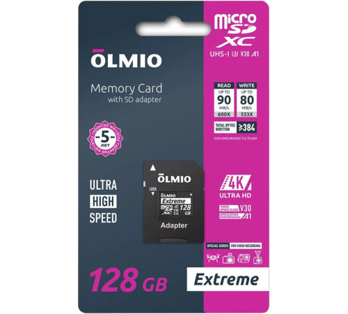 Карта памяти Olmio microSDXC 256GB Extreme UHS-I U3