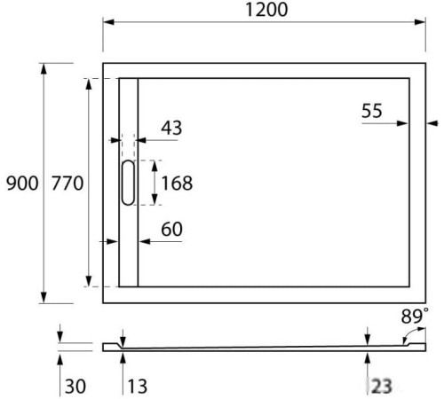 Душевой поддон Cezares TRAY-AS-AH-120/90-30-W