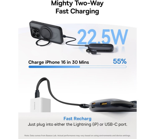 Внешний аккумулятор Baseus EnerFill FC21 Qpow 3 Ultra 10000mAh 22.5W черный