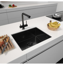 Кухонная мойка ARFEKA ECO AR 550*450 BLACK PVD NANO DECOR VOLCANIC ROCK