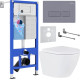 Унитаз подвесной Roxen Antares 530185-02 в комплекте с инсталляцией StounFix Dual Fresh 6 в 1 966774 кнопка: серый гранит
