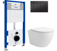 Унитаз подвесной Lauter Vortex 2110830 с кнопкой 219704J прямоугольная, черный