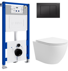 Унитаз подвесной Lauter Vortex 2110830 с кнопкой 219704J прямоугольная, черный