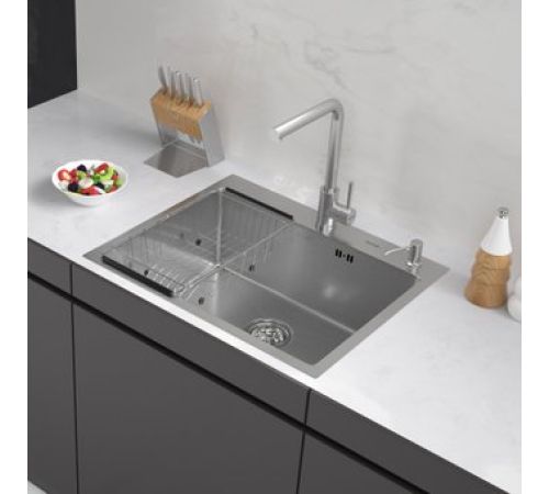 Кухонная мойка ARFEKA ECO AR мойка 600*500, коландер F, дозатор SATIN DECOR MILLET