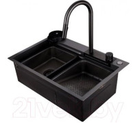 Кухонная мойка Abber Wasser Kreis AF2194B черный матовый
