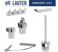 Набор аксессуаров для ванной Lauter 21TS3018 + 21TS3020 + 21TS3008 + 21TS3012 + 21TS3007 + 21TS3022 Chrome, 6 предметов