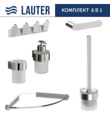 Набор аксессуаров для ванной Lauter 21TS3018 + 21TS3020 + 21TS3008 + 21TS3012 + 21TS3007 + 21TS3022 Chrome, 6 предметов