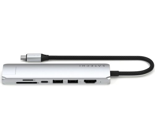 Док-станция Satechi 7-in-1 USB-C Slim Multiport Adapter with Ethernet ST-P7SS серебристый