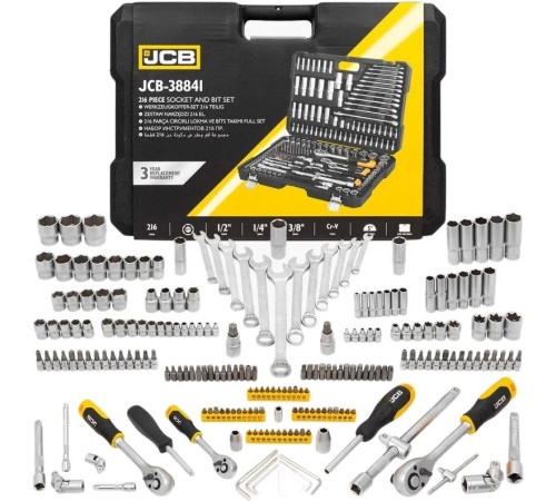 Набор трещотка с головками и битами JCB JCB-38841 216 предметов