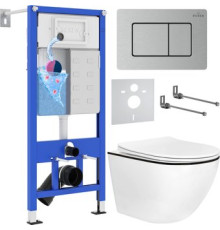 Унитаз подвесной Roxen Antares Black в комплекте с инсталляцией StounFix Dual Fresh 6 в 1 968427 кнопка: сатин