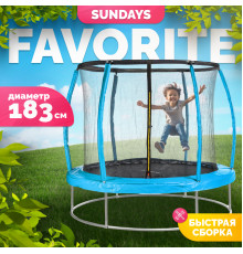 Батут Sundays Favorite Premium 6FT голубой, с сеткой