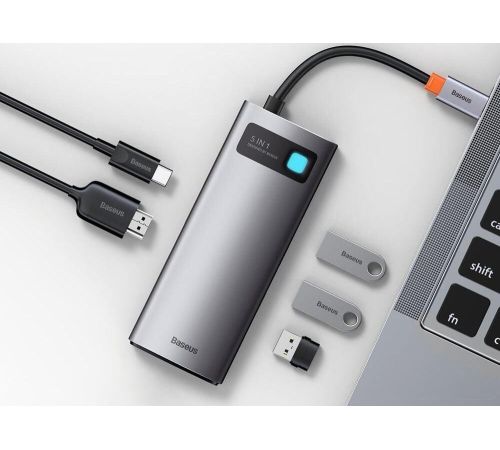 USB-хаб Baseus Metal Gleam Series Multifunctional HUB Type-C Hub Docking Station CAHUB-CX0G