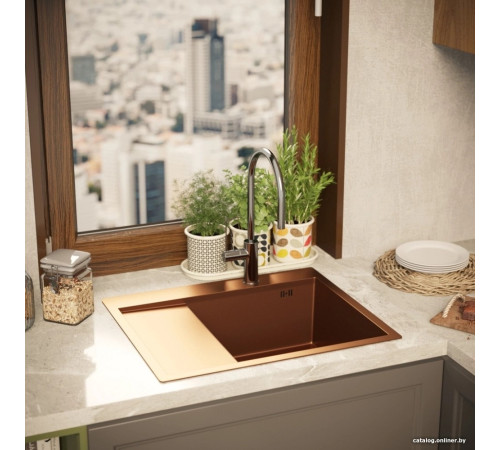 Кухонная мойка Mixline Pro 552928 бронза, с сифоном