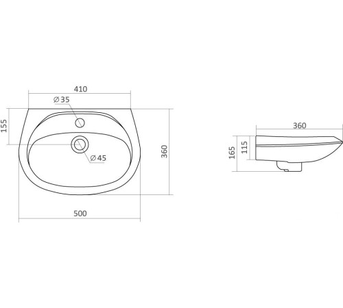 Умывальник Santek Бриз 50x36 1WH110451