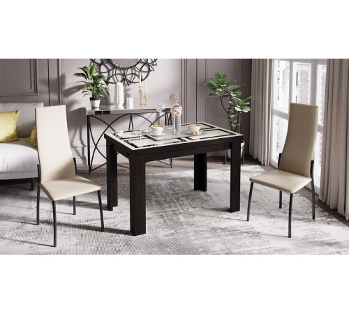 Стул Трия Кредо черный муар/кожзам бежевый