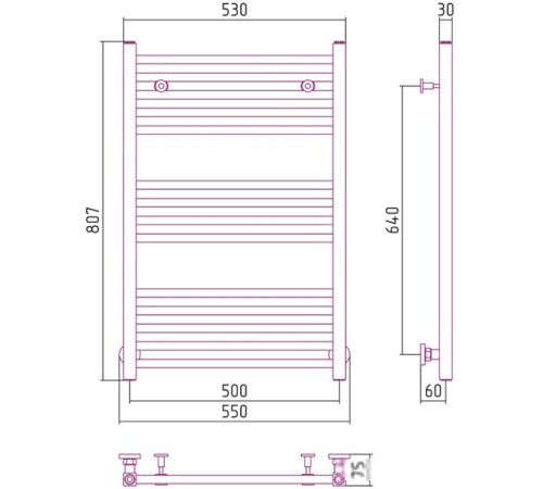 Полотенцесушитель Сунержа Модус 800x500 00-0250-8050