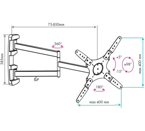 Кронштейн для телевизора VLK TRENTO-19 черный