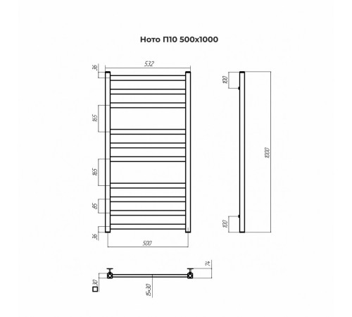 Полотенцесушитель TERMINUS Ното П10 500x1000 сатин