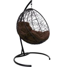 Подвесное кресло M-Group Круг 11050405 черный ротанг/коричневая подушка