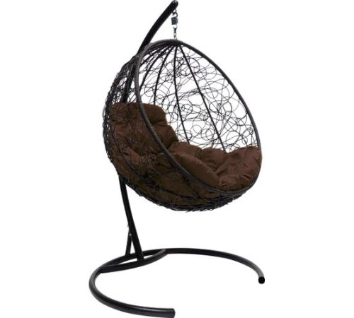 Подвесное кресло M-Group Круг 11050405 черный ротанг/коричневая подушка