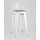 Стул Stool Group Tolix Wood со спинкой YD-H675E-W LG-02 белый глянцевый/светлое дерево