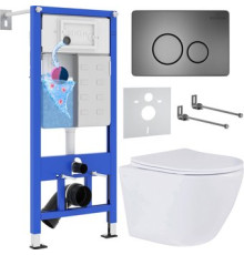 Унитаз подвесной Roxen Antares One Rimless 6 в 1 StounFix Dual Fresh 624013 оружейная сталь/металл