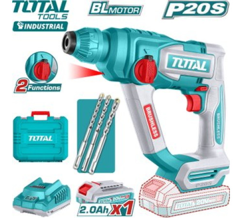 Перфоратор Total TRHLI201881 с 1-им АКБ, кейс