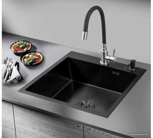 Кухонная мойка РМС MR-5050BL с корзиной и дозатором