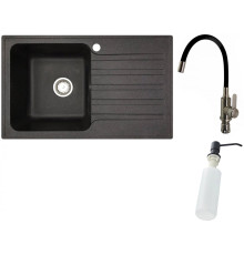 Кухонная мойка БелЭворс Styl L + смеситель W74004-2 + дозатор L405F черный
