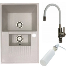 Кухонная мойка БелЭворс Forma L + смеситель W74004-3 + дозатор L405H белый