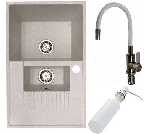 Кухонная мойка БелЭворс Forma L + смеситель W74004-3 + дозатор L405H белый