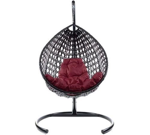 Подвесное кресло M-Group Капля Люкс 11030402 черный ротанг/бордовая подушка