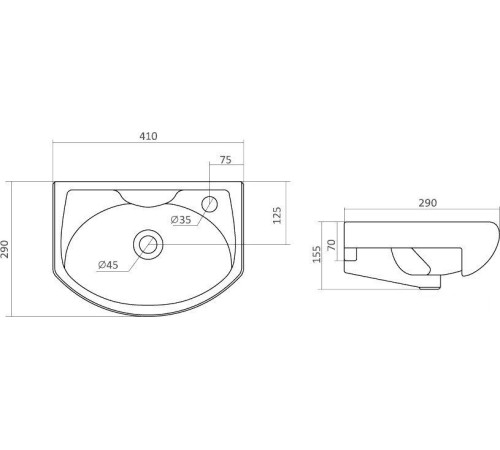 Умывальник Santek Азов-40 41x29 [1.WH11.0.254]