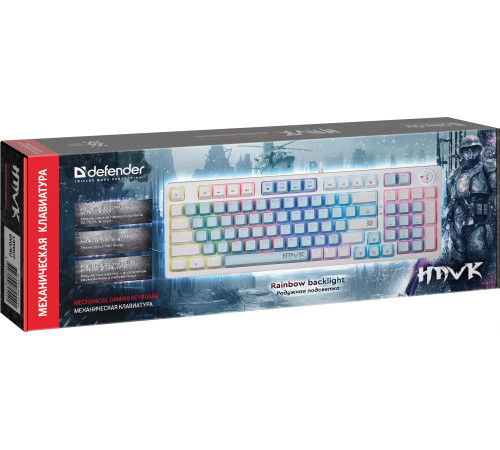 Клавиатура Defender Hawk GK-418 белый, Outemu Brown